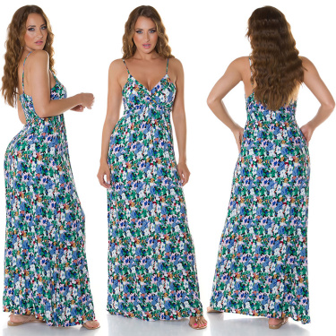 Trendy Summer Maxi dress with print Green